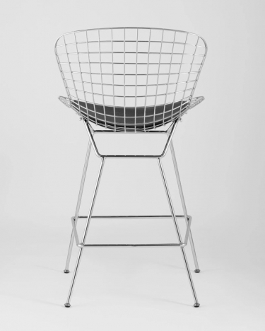 Стул полубарный с низкой спинкой Stool Group Bertoia хром Черный