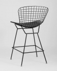 Стул полубарный с низкой спинкой Stool Group Bertoia Черный с черной подушкой