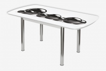 Стол Можгинский лесокомбинат Бостон-3 Шары, раздвижной, фотопечать/белый/хром брифинг