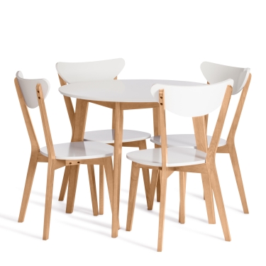 Стул Tetchair жесткое сиденье Maxi (Макси) Белый + Натуральный (Бук)
