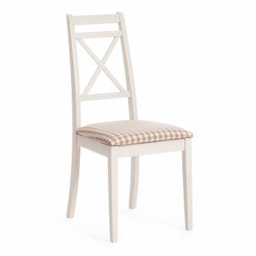 Стул Tetchair Picasso PC-SC дерево гевея, 45х53х97см, ivory white слоновая кость 2-5, ткань клетка мелкая S505-18