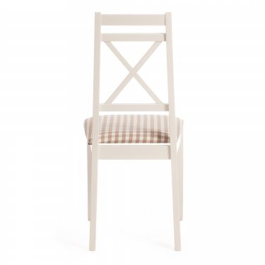 Стул Tetchair Picasso PC-SC дерево гевея, 45х53х97см, ivory white слоновая кость 2-5, ткань клетка мелкая S505-18