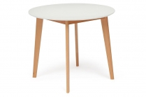 Стол обеденный Tetchair BOSCO Боско основание бук, столешница мдф, D900, Белый+Натуральный Бук