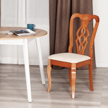Стул Tetchair Афродита/ Aphrodite дерево гевея, 46х54х99см, Espresso дуб в красноту, ткань кремовая с рисунком 3321