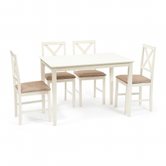 Обеденный комплект Хадсон стол + 4 стула/ Hudson Dining Set ivory white слоновая кость
