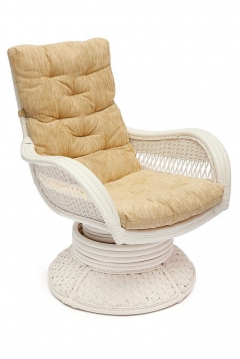 Кресло-качалка ANDREA Relax Medium /с подушкой/ TCH White белый, Ткань рубчик, цвет кремовый