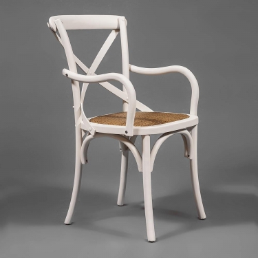 Стул с подлокотниками Tetchair CROSS mod.CB2008 дерево береза, 91х55х52см, butter white