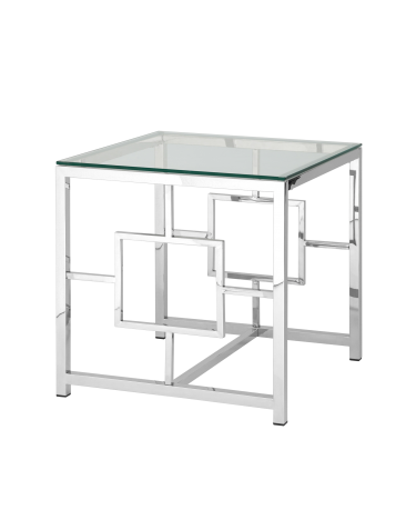 Журнальный столик Stool group БРУКЛИН, 55х55, прозрачное стекло, сталь серебро