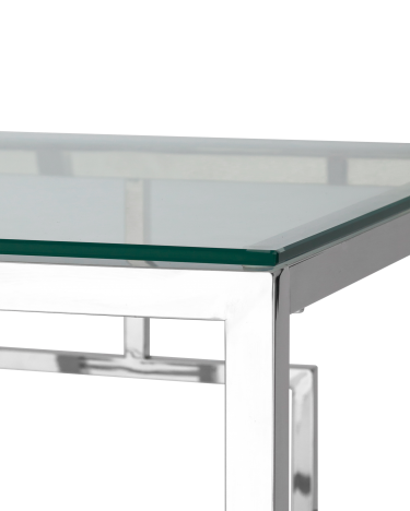 Журнальный столик Stool group БРУКЛИН, 55х55, прозрачное стекло, сталь серебро