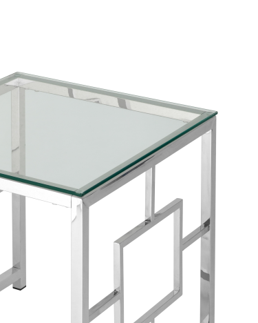 Журнальный столик Stool group БРУКЛИН, 55х55, прозрачное стекло, сталь серебро