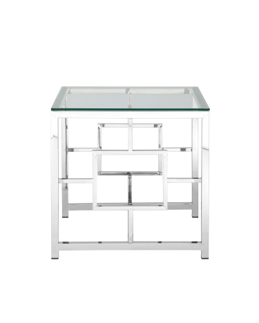 Журнальный столик Stool group БРУКЛИН, 55х55, прозрачное стекло, сталь серебро