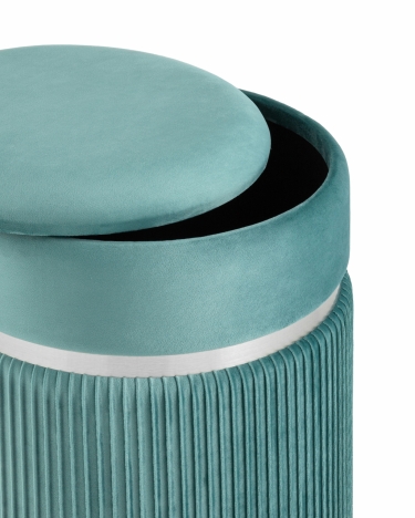 Пуф Stool Group Миранда с ящиком серебро велюр Светло-бирюзовый
