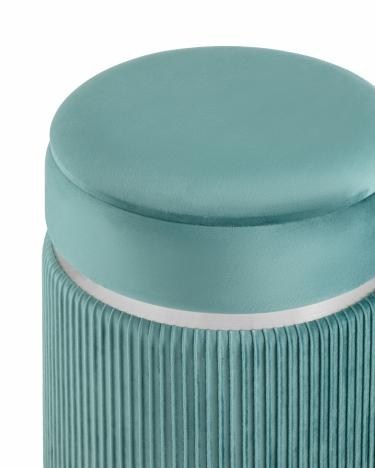 Пуф Stool Group Миранда с ящиком серебро велюр Светло-бирюзовый