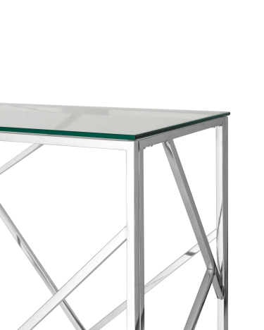 Консоль Stool group АРТ ДЕКО 120х40, прозрачное стекло, сталь серебро