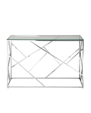 Консоль Stool group АРТ ДЕКО 120х40, прозрачное стекло, сталь серебро