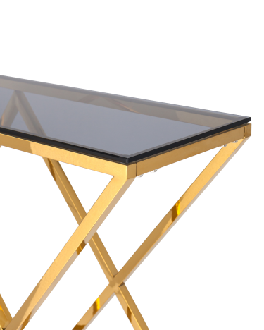 Консоль Stool group ИНСИГНИЯ 115*30, стекло smoke, сталь золото