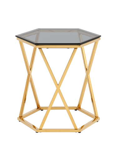 Журнальный столик Stool group Круз 48х42 стекло smoke, сталь Золото