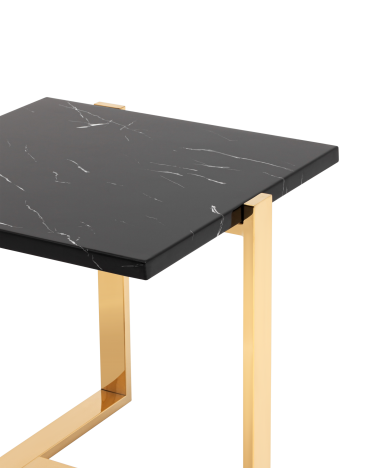 Журнальный столик Stool group Тоби 61*61, черный мрамор, сталь золото