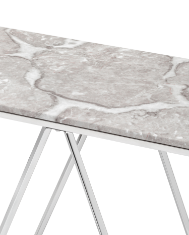 Консоль Stool group Авалон 122х41, серый мрамор, сталь серебро