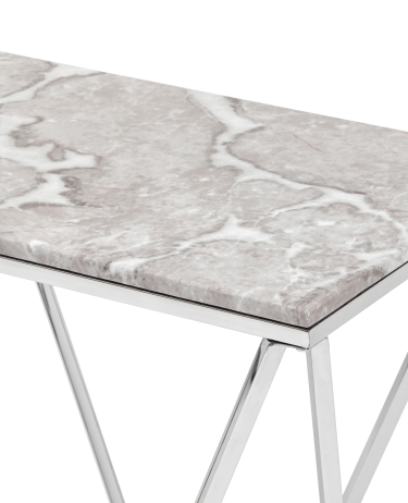 Консоль Stool group Авалон 122х41, серый мрамор, сталь серебро