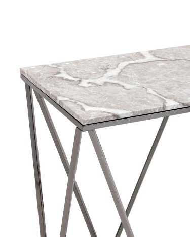 Консоль Stool group Авалон 122х41, серый мрамор, сталь темный хром