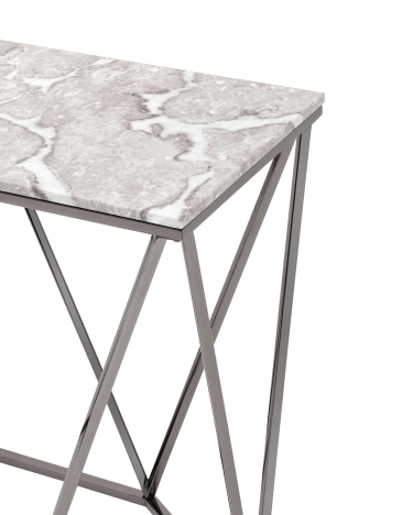Консоль Stool group Авалон 122х41, серый мрамор, сталь темный хром