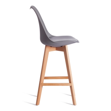 Стул барный Tetchair TULIP BAR mod. C1014H-1 пластик/дерево, Grey (серый) 92717 / натуральный