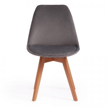 Стул Tetchair TULIP SOFT mod. 74 вельвет/дерево , 54 х 47 х 83 см , светло-серый HLR19/натуральный