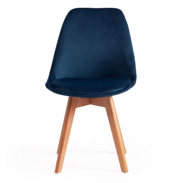 Стул Tetchair TULIP SOFT mod. 74 вельвет/дерево , 54 х 47 х 83 см , синий HLR 63/натуральный