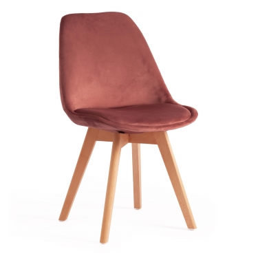 Стул Tetchair TULIP SOFT mod. 74 вельвет/дерево , 54 х 47 х 83 см , коралловый HLR 44/натуральный