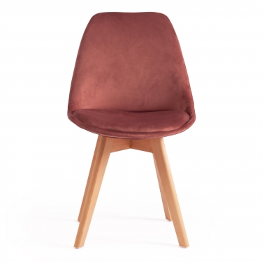 Стул Tetchair TULIP SOFT mod. 74 вельвет/дерево , 54 х 47 х 83 см , коралловый HLR 44/натуральный