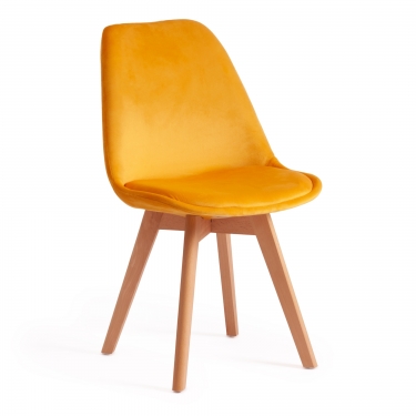 Стул Tetchair TULIP SOFT mod. 74 вельвет/дерево , 54 х 47 х 83 см , желтый HLR 41/натуральный