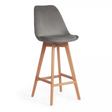 Стул Tetchair TULIP SOFT BAR mod. 75 вельвет/дерево , 48 х 57 х 104 см, светло-серый HLR19/натуральный