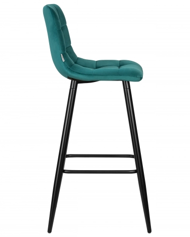 Стул барный DOBRIN DOBRIN NICOLE черные матовые ножки, морской волны велюр 108-119