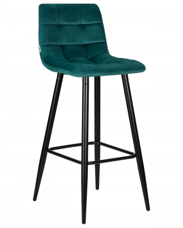 Стул барный DOBRIN DOBRIN NICOLE черные матовые ножки, морской волны велюр 108-119