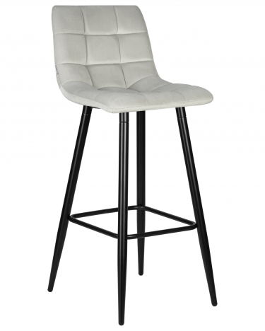 Стул барный DOBRIN DOBRIN NICOLE черные матовые ножки, светло-серый велюр 108-52