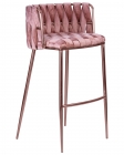 Стул барный DOBRIN EMMA ROSE GOLD* розовый велюр VF-10