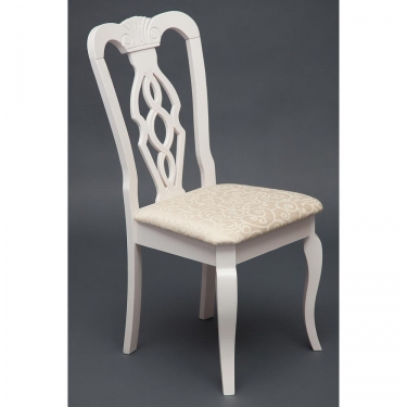 Стул Tetchair Афродита/ Aphrodite дерево гевея, 46х54х99см, Ivory white, ткань кремовая с рисунком 3321