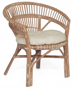 Кресло Secret De Maison Koln с подушкой, натуральный ротанг, 736982 см, Натуральный + white wash