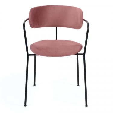 Стул Tetchair VAN HALLEN mod. 2433S ткань/металл, 54,5х53,5/76 см, высота до сиденья 46 см, коралловый/черный