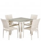 Комплект плетеной мебели Афина-мебель T341A/Y376A-W85-90x90 4Pcs Latte