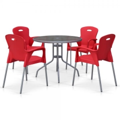 Комплект мебели для кафе TD90/XRF065BR-Red 4Pcs