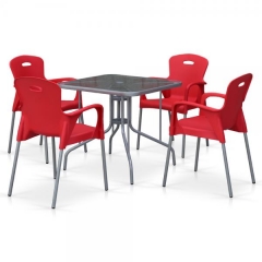 Комплект мебели для кафе TL80x80/XRF065BR-Red 4Pcs