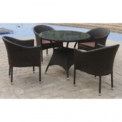 Обеденный комплект плетеной мебели T190A/Y350A-W53-D90 Brown 4Pcs