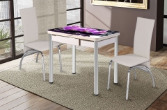 Стол АВРОРА раздвижной Шанхай Пластик Премиум 1100/1700740мм ЛДСП, Марсианская капля 3416/ RAL7042 серый, опор хром