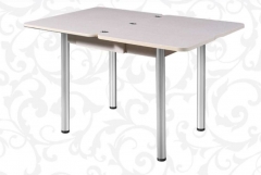 Стол АВРОРА раздвижной Шанхай Пластик Премиум, 1100/1700740мм, ЛДСП, Путешествие бронзы 3412/RAL8019 коричневый, опора хром