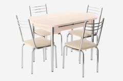 Обеденная зона Вегас стол и 4 стула Металлик/Дуб ваниль