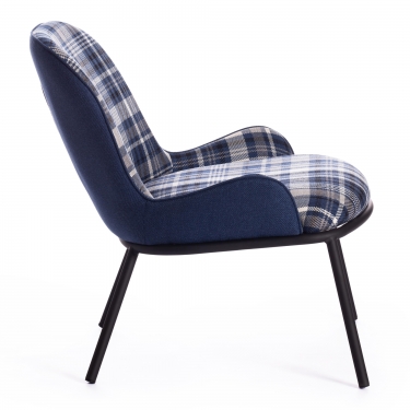 Кресло Tetchair DUKEN mod. 0179322 металл/ткань, 79х59х66 см, синий/синяя шотландка/черный