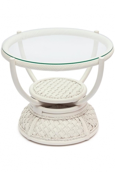 Столик кофейный Tetchair Andrea ротанг, D60х50см, TCH White белый