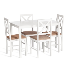 Обеденный комплект Tetchair Хадсон / Hudson Dining Set, pure white, ткань коричнево-золотая